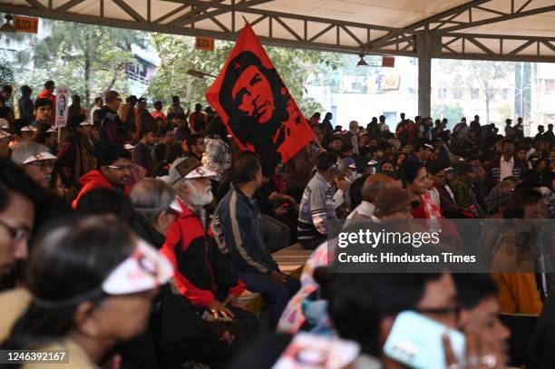 People gather at Jadavpur University campus on the occasion of Marxist revolutionary Che Guevara's daughter Aleida Guevera's visit on January 20,...