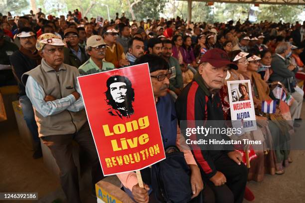 People gather at Jadavpur University campus on the occasion of Marxist revolutionary Che Guevara's daughter Aleida Guevera's visit on January 20,...