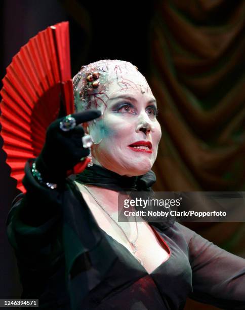 American comedian and actress Ruby Wax starring as The Grand High Witch in an adaptation of Roald Dahl's "The Witches" directed by Alan Rickman at...