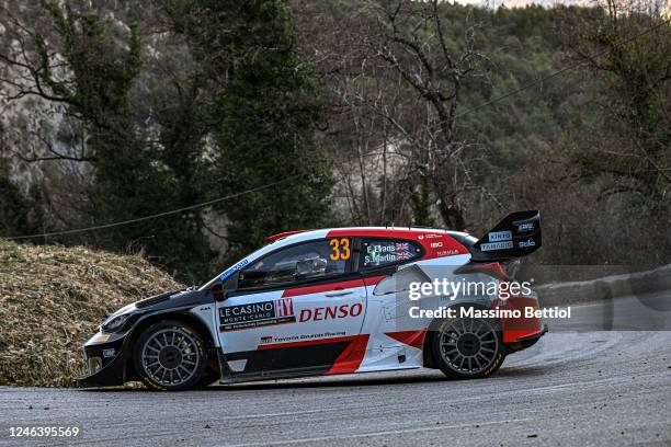 Elfyn Evans of Great Britain and Scott Martin of Great Britain compete with their Toyota Gazoo Racing WRT Toyota GR Yaris Rally1 Hybrid during Day...