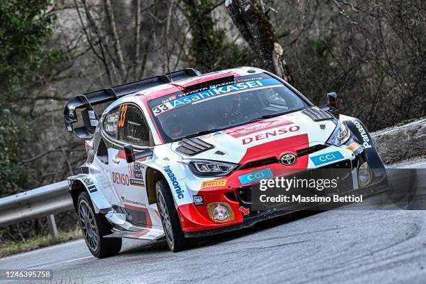 Elfyn Evans of Great Britain and Scott Martin of Great Britain compete with their Toyota Gazoo Racing WRT Toyota GR Yaris Rally1 Hybrid during Day...