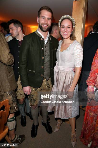 Andre Hamann and Kathi Wörndl during the 30th Weißwurstparty at Hotel Stanglwirt on January 20, 2023 in Going near Kitzbühel, Austria.