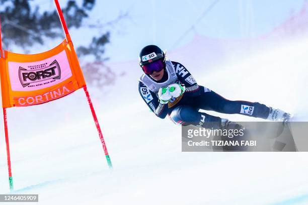 Norway's Kajsa Vickhoff Lie competes in the Women's Downhill event as part of the FIS Alpine World Ski Championships in Cortina d'Ampezzo, Italian...