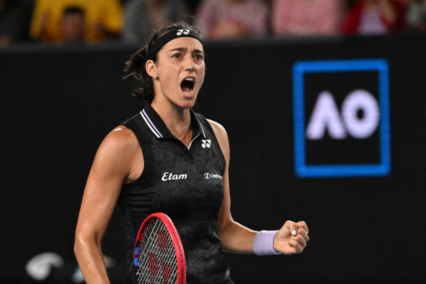 France's Caroline Garcia reacts she plays against Germany's Laura Siegemund during their women's singles match on day six of the Australian Open...