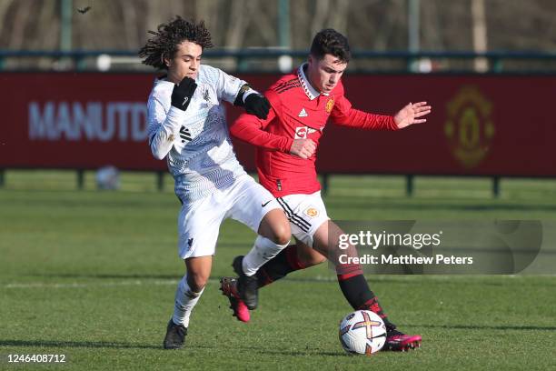 James Scanlon of Manchester U18s in action during the U18 Premier League match between Manchester United and Liverpool at Carrington Training Ground...