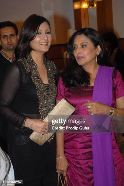 July 29: Urvashi Dholakia and Anju Mahendru attend Anup Jalota's Birthday Celebration on July 29, 2008 in Mumbai, India.