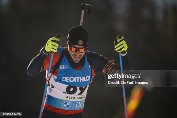 Roberto Piqueras Garcia of Spain in action competes during the Men 10 km Sprint at the BMW IBU World Cup Biathlon Antholz-Anterselva on January 20,...