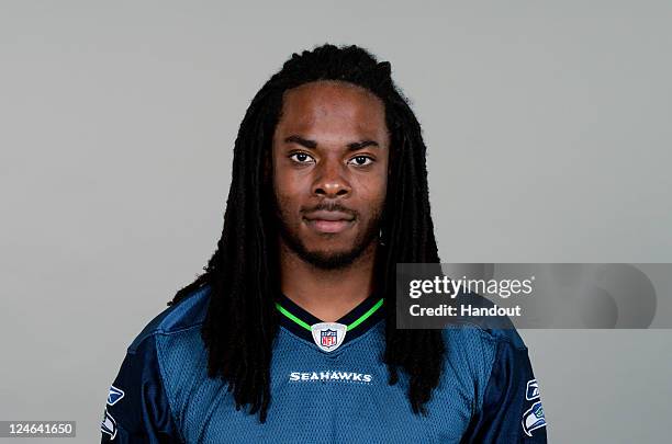 In this handout image provided by the NFL, Richard Sherman of the Seattle Seahawks poses for his NFL headshot circa 2011 in Renton, Washington.