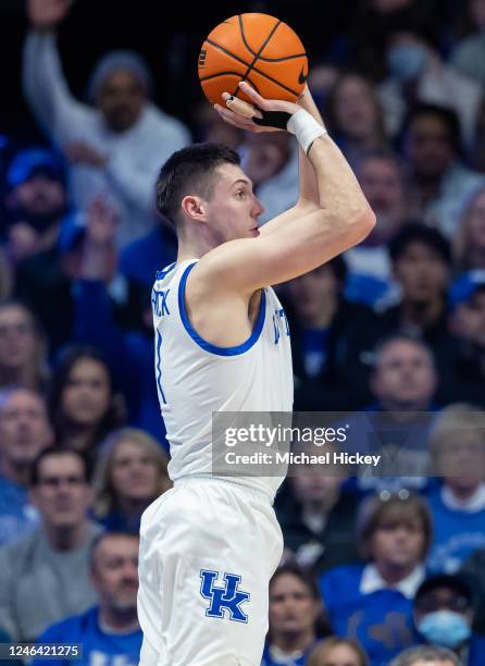 Fredrick of the Kentucky Wildcats shoots the ball during the first half against the Texas A&M Aggies at Rupp Arena on January 21, 2023 in Lexington,...