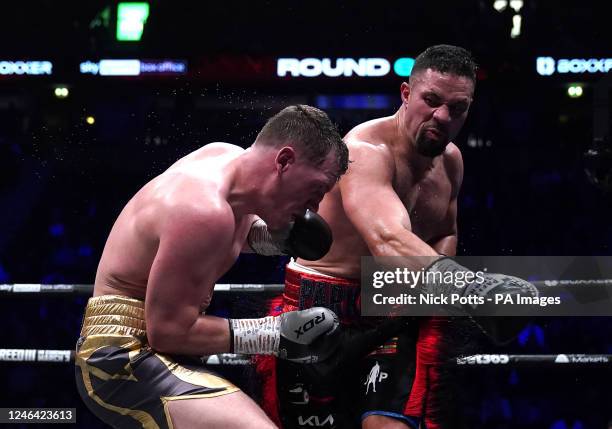 Joseph Parker and Jack Massey in the heavyweight bout at the AO Arena, Manchester. Picture date: Saturday January 21, 2023.