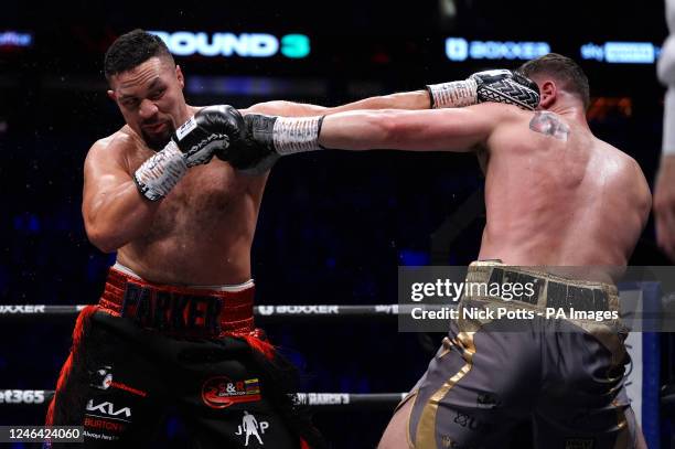 Joseph Parker and Jack Massey in the heavyweight bout at the AO Arena, Manchester. Picture date: Saturday January 21, 2023.