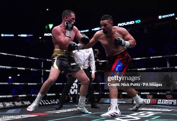 Jack Massey and Joseph Parker in the heavyweight bout at the AO Arena, Manchester. Picture date: Saturday January 21, 2023.