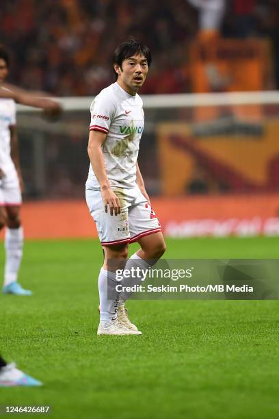 Shoya Nakajima of Antalyaspor during the Super Lig match between Galatasaray and Antalyaspor at NEF Stadyumu on January 21, 2023 in Istanbul, Turkey.