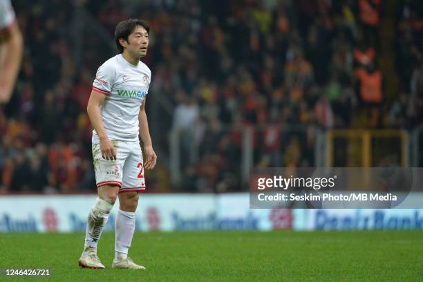 Shoya Nakajima of Antalyaspor during the Super Lig match between Galatasaray and Antalyaspor at NEF Stadyumu on January 21, 2023 in Istanbul, Turkey.