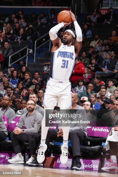 Terrence Ross of the Orlando Magic shoots the ball during the game against the Washington Wizards on January 21, 2023 at Capital One Arena in...