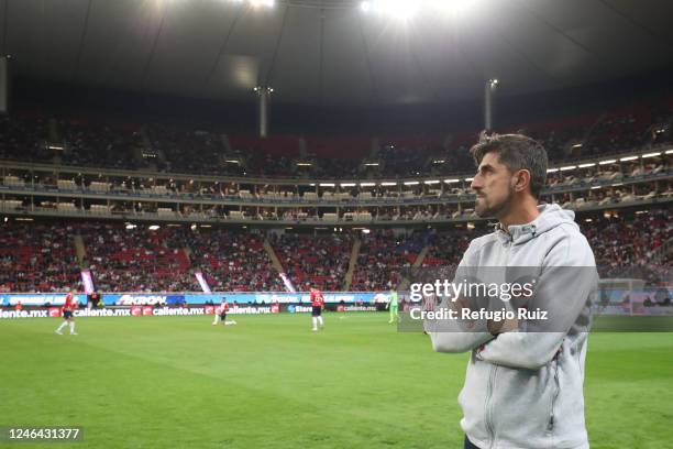 Veljko Paunovic of Chivas looks on during the 3rd round match between Chivas and Toluca as part of the Torneo Clausura 2023 Liga MX at Akron Stadium...