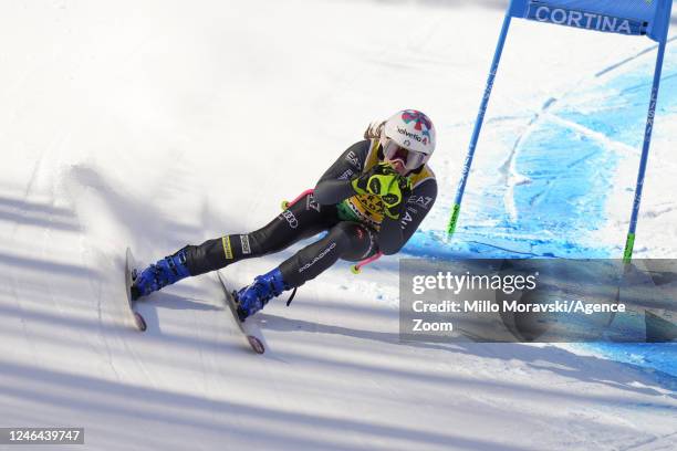 Marta Bassino of Team Italy competes during the FIS Alpine Ski World Cup Women's Super G on January 22, 2023 in Cortina d'Ampezzo, Italy.