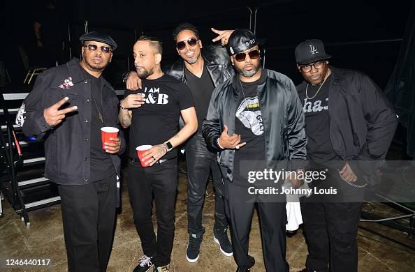 R&B Group Shai and J. Holiday pose for picture backstaqe during the ...