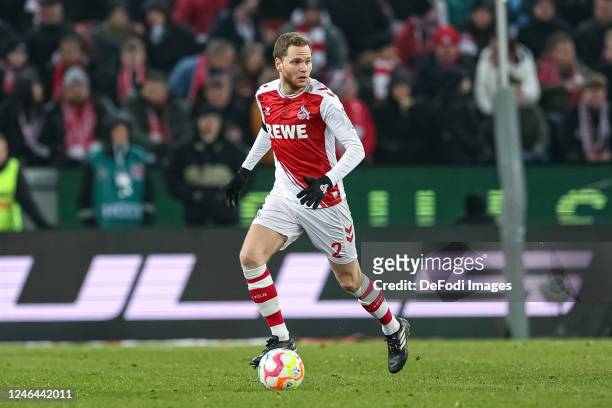 Benno Schmitz of 1. FC Koeln controls the ball during the Bundesliga match between 1. FC Köln and SV Werder Bremen at RheinEnergieStadion on January...
