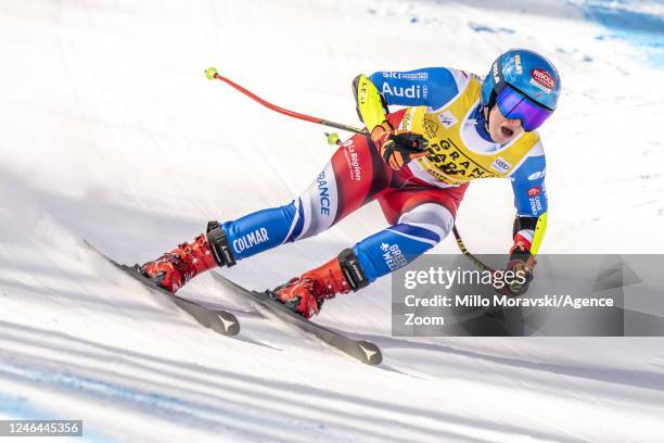 Karen Smadja Clement of Team France in action during the FIS Alpine Ski World Cup Women's Downhill on January 21, 2023 in Cortina d'Ampezzo, Italy.