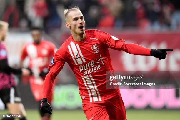 Vaclav Cerny of FC Twente celebrating 1-0 during the Dutch Eredivisie match between Fc Twente v FC Utrecht at the De Grolsch Veste on January 22,...