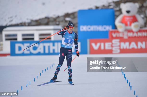 Vetle Sjaastad Christiansen of Norway competes during the Men 4x7.5 km Relay at the BMW IBU World Cup Biathlon Antholz-Anterselva on January 22, 2023...