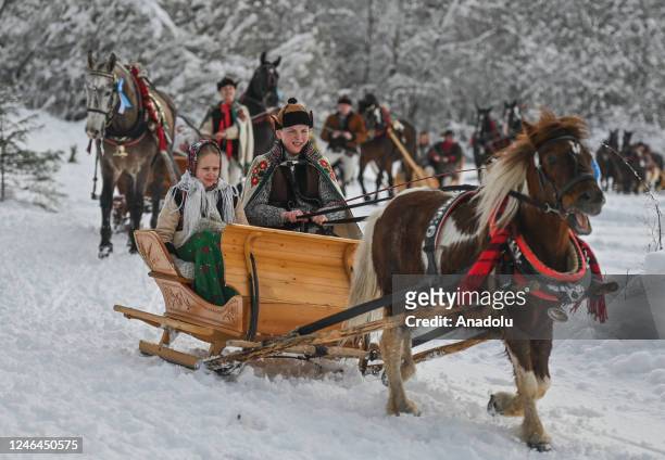 January 22 Participants during a parade of the 2023 edition of Bialy Dunajec Kumoterki competition. During the 2023 edition of Kumoterki in Bialy...