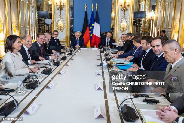 German Foreign Affairs Minister Annalena Baerbock , German Chancellor Olaf Scholz , German Minister of Defense Boris Pistorius , French Chief of the...