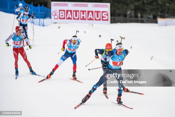 Sturla Holm Laegreid of Norway in action competes during the Men 4x7.5 km Relay at the BMW IBU World Cup Biathlon Antholz-Anterselva on January 22,...