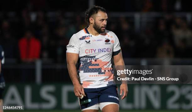 Scaracens' Billy Vunipola looks dejected at full time during a Heineken Champions Cup match between Edinburgh and Saracens at the DAM Health Stadium,...