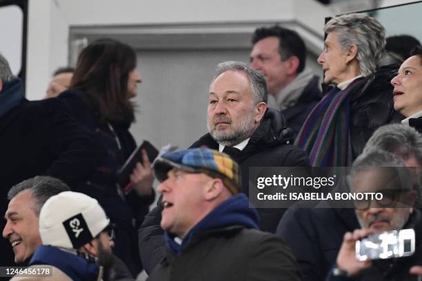 Juventus's new president Gianluca Ferrero attends the Italian Serie A football match between Juventus and Atalanta at the Juventus Stadium in Turin,...