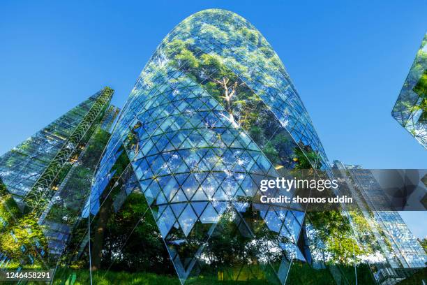 abstract of city skyscrapers and trees - london architecture imagens e fotografias de stock