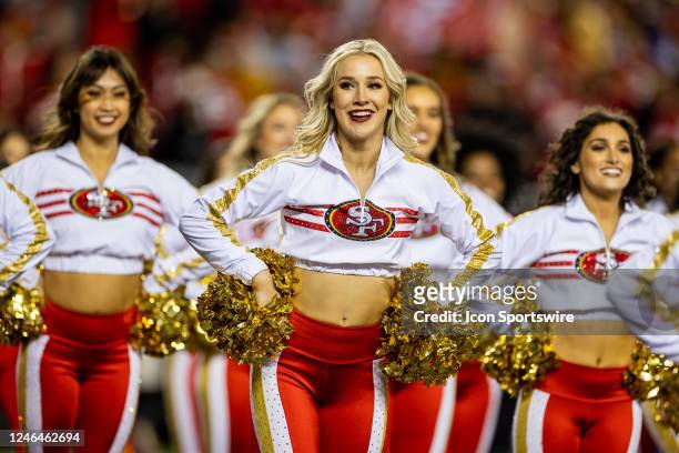 The San Francisco Gold Rush cheerleaders perform during the NFL NFC Divisional Playoff game between the Dallas Cowboys and San Francisco 49ers at...