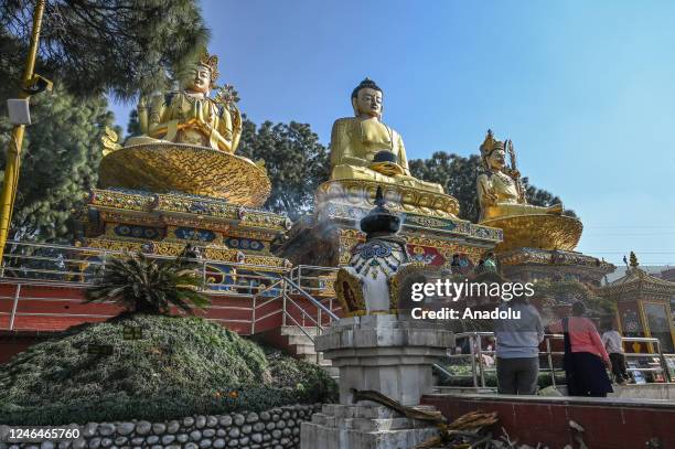 General view of the Buddha Park in Swayambunath -12 in Kathmandu, Nepal on November 24, 2022. Many Buddhist and Hindu temples in Nepal were declared...