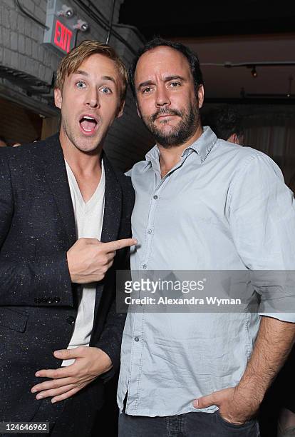 Actor Ryan Gosling and Musician/Actor Dave Matthews attend the "Drive" party hosted by GREY GOOSE Vodka at Soho House Pop Up Club during the 2011...