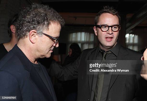 Actor Albert Brooks and Director Nicolas Winding Refn attend the "Drive" party hosted by GREY GOOSE Vodka at Soho House Pop Up Club during the 2011...