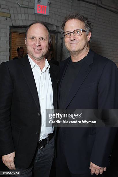 Bob Berney of FilmDistrict and Actor Albert Brooks attend the "Drive" party hosted by GREY GOOSE Vodka at Soho House Pop Up Club during the 2011...