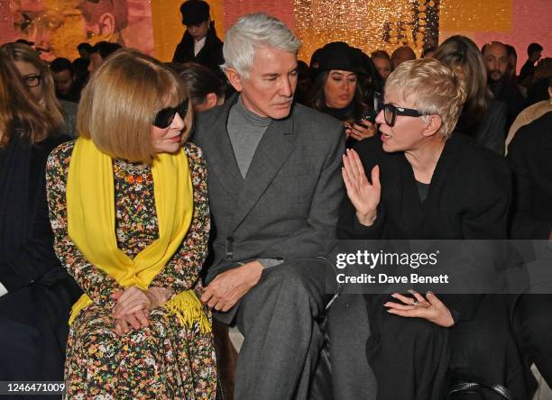 Editor-In-Chief of American Vogue and Chief Content Officer of Conde Nast Dame Anna Wintour, Baz Luhrmann and guest attend the Christian Dior front...