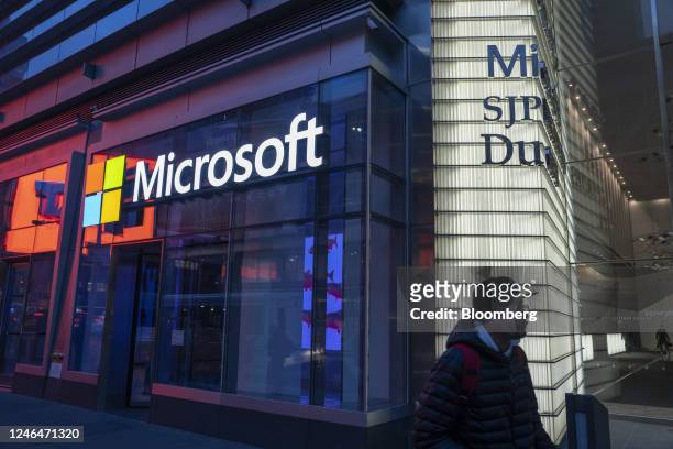 Microsoft office in New York, US, on Friday, Jan. 20, 2023. US technology stocks are about to hit their next hurdle when earnings season for the most...