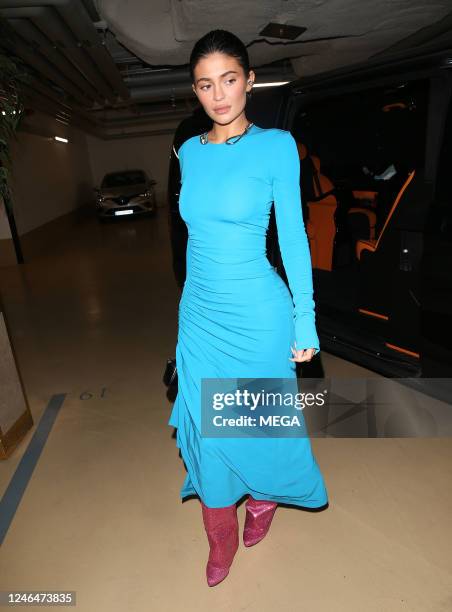 Kylie Jenner is seen heading back to her hotel on January 23, 2023 in Paris, France.