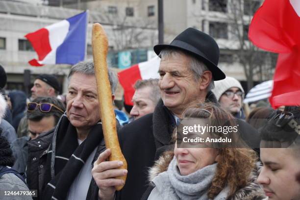 Bakers in France stage a demonstration, with baguettes in their hands demanding a ceiling price in energy in France on January 23, 2023. About...