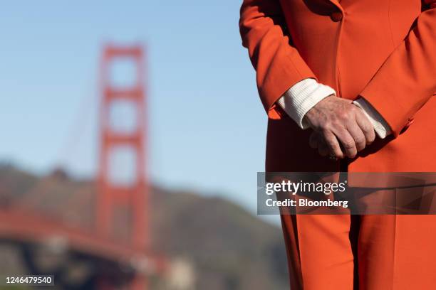 Representative Nancy Pelosi, a Democrat from California, during a news conference near the Golden Gate Bridge in San Francisco, California, US, on...