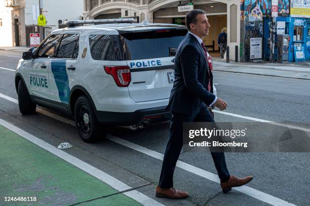 Alex Spiro, attorney for Elon Musk, departs court in San Francisco, California, US, on Monday, Jan. 23, 2023. Investors suing Tesla and Elon Musk,...