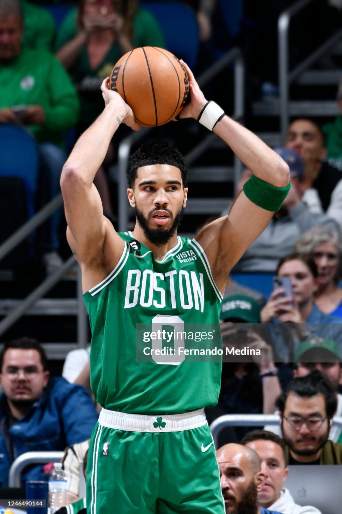 Jayson Tatum Of The Boston Celtics Handles The Ball During The Game