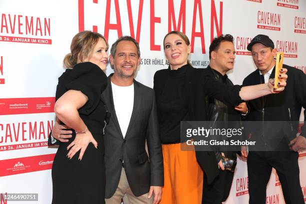 Laura Tonke, Moritz Bleibtreu, Martina Hill during the premiere of the new Constantin Film movie "Caveman" on January 23, 2023 in Munich, Germany.