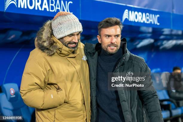 Ruben albes coach of albacete bp and eder saravia coach of fc andorra during the laliga Ruben albes coach of albacete bp and eder saravia coach of fc andorra during the laliga