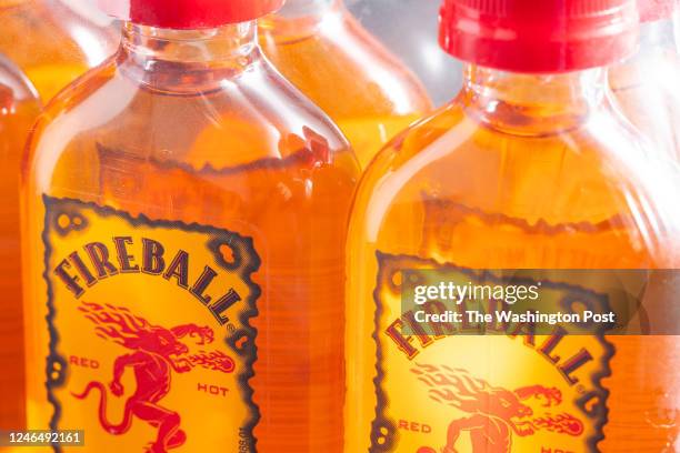 Mini bottles of Fireball for a story about Fireball facing a lawsuit for gas station sales photographed for Voraciously in Washington, DC on January...