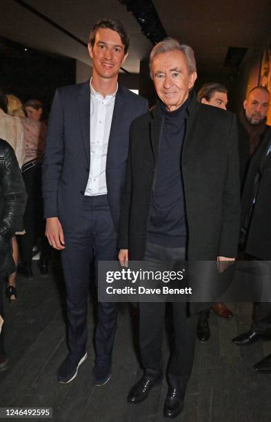 Alexandre Arnault and LVMH CEO Bernard Arnault attend the Christian Dior front row during Paris Fashion Week Haute Couture Spring Summer 2023 on...