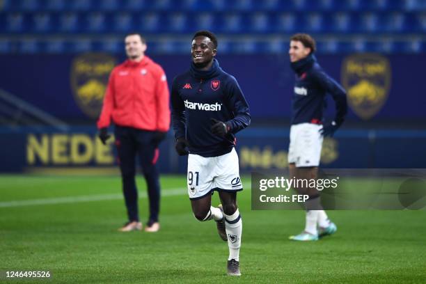 Emmanuel NTIM during the Ligue 2 BKT match between Sochaux and Caen at Stade Auguste Bonal on January 20, 2023 in Montbeliard, France.