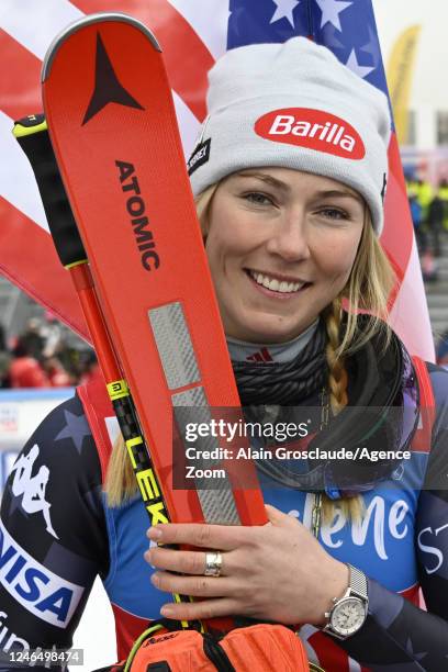 Mikaela Shiffrin of Team United States takes 1st place, and beats the victory record of alpine ski word cup of Lindsey Vonnduring the Audi FIS Alpine...